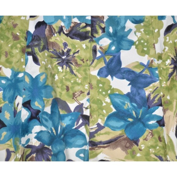 Vintage George Ladies Blue Green Floral A-Line Knee Length Skirt Size 12 Casual - Picture 4 of 8